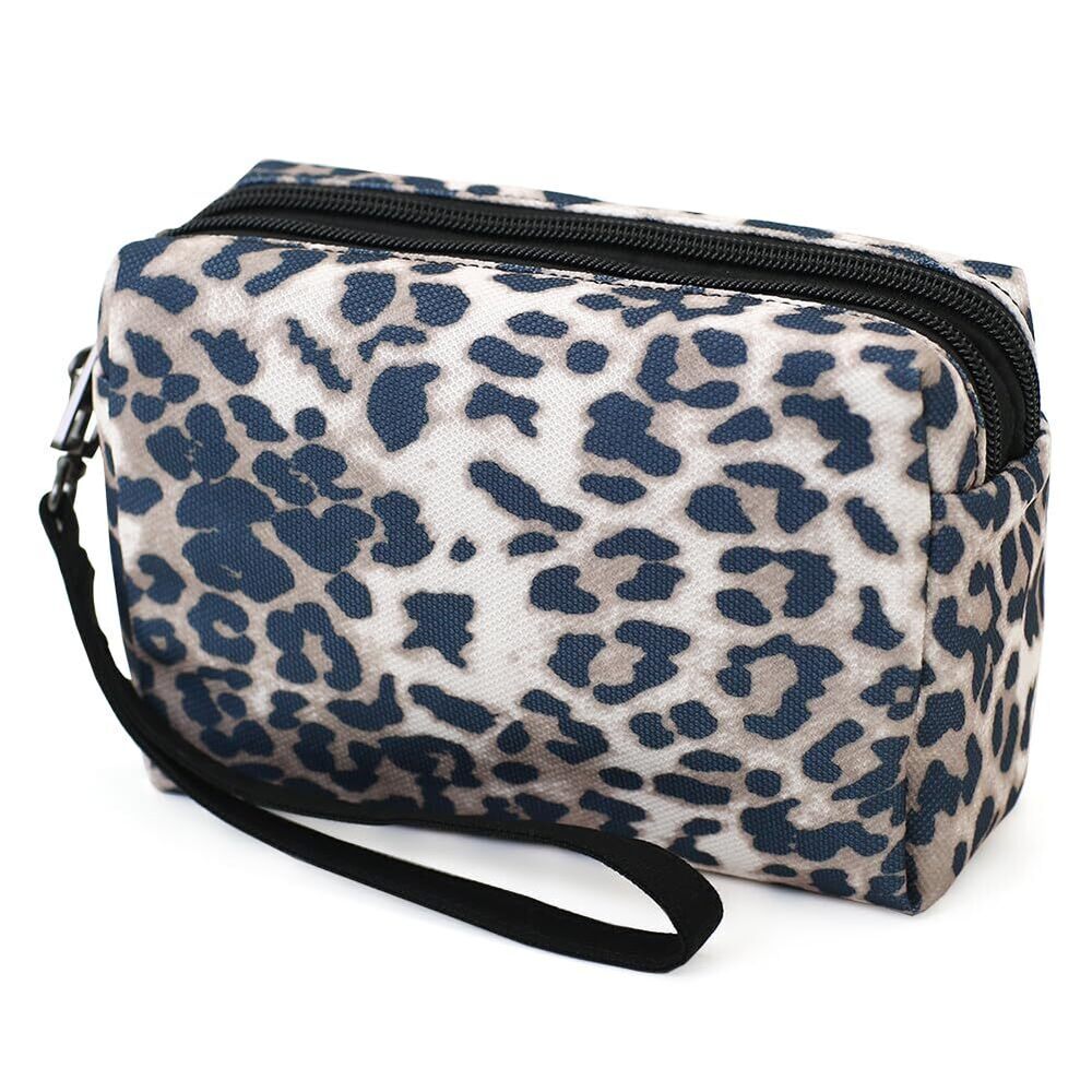 9496 Wristlet Wallet Leopard Print RFID Small Clutch 3 Zipper Design